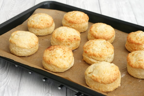 cheese scones on a baking tray