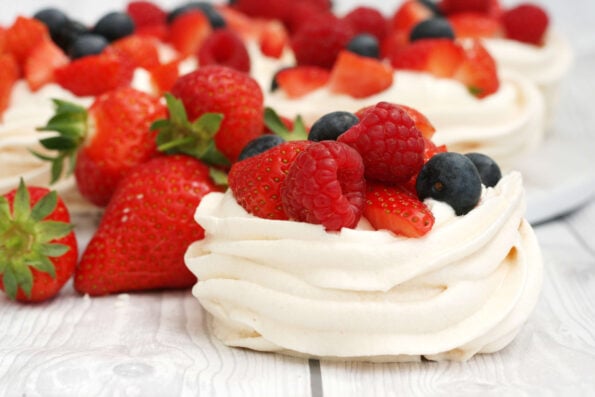 meringue nests filled with fruit