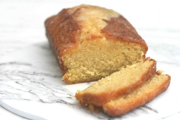 Mary Berry Lemon drizzle cake on a serving plate