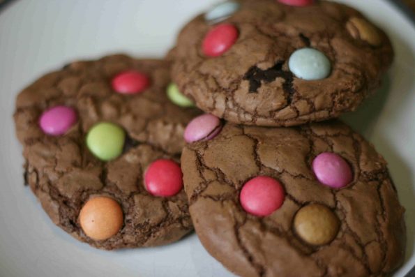 double chocolate smarties cookies