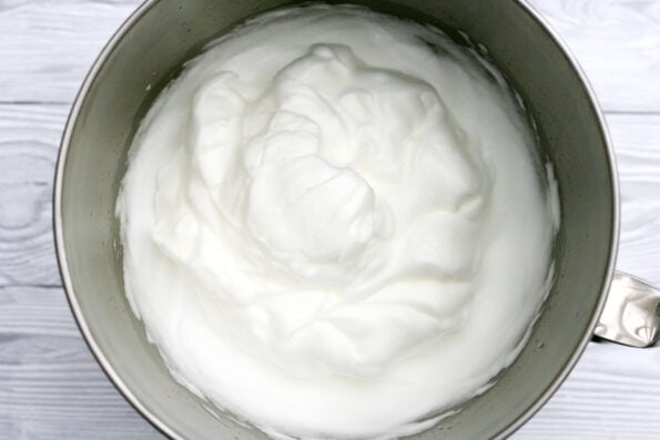 egg whites whipped to stiff peaks.