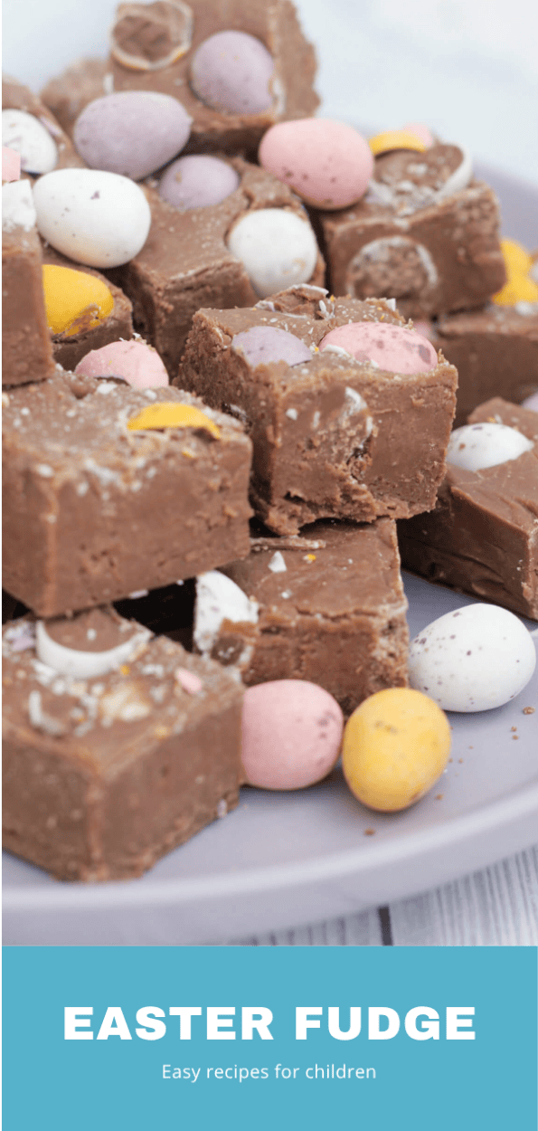 Easter fudge graphic with a text ovelay.