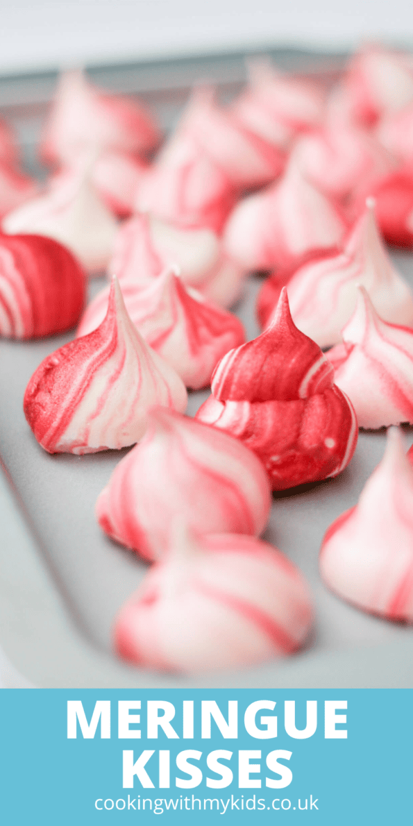 Meringue kisses graphic with a text overlay.
