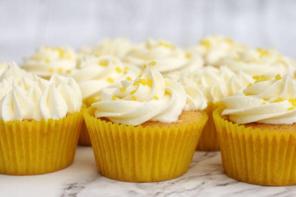 lemon cupcakes in yellow cases