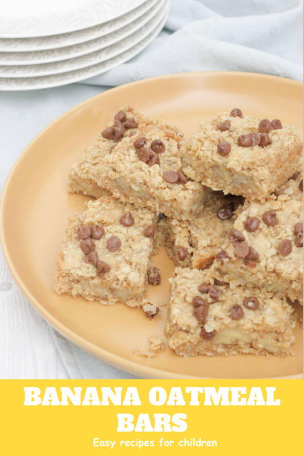 banana oatmeal bars graphic with a text overlay.