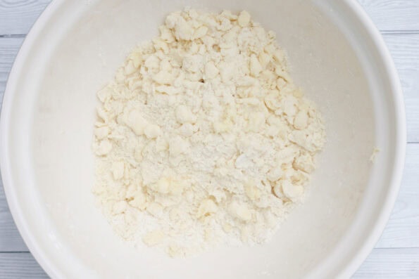 butter and flour rubbed together in a mixing bowl.