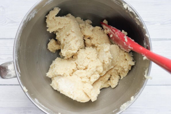 biscuit dough in a mixing bowl.