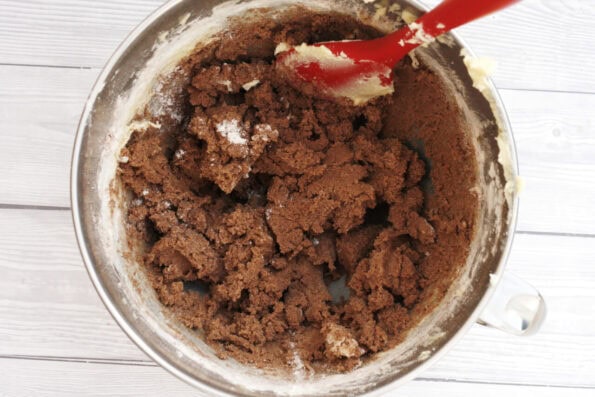 chocolate biscuit dough in a bowl.