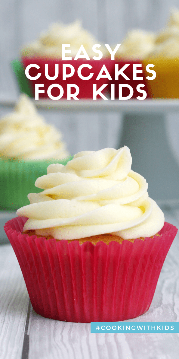 easy cupcakes for kids graphic with a text overlay