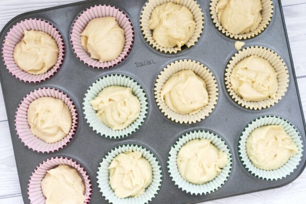 cupcake cases filled with batter