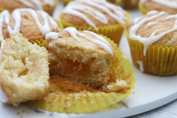 lemon curd muffins on a serving plate