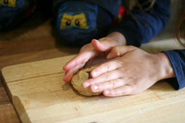 forming Nutella stuffed cookies