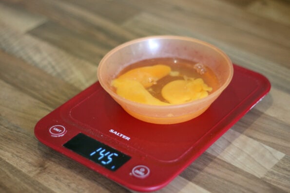 eggs weighing on a scale