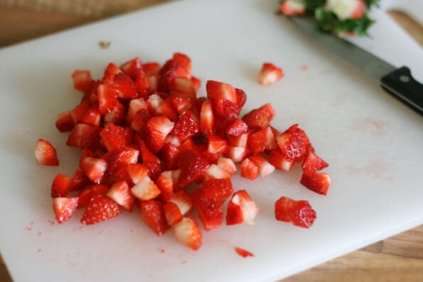 chopped up strawberries