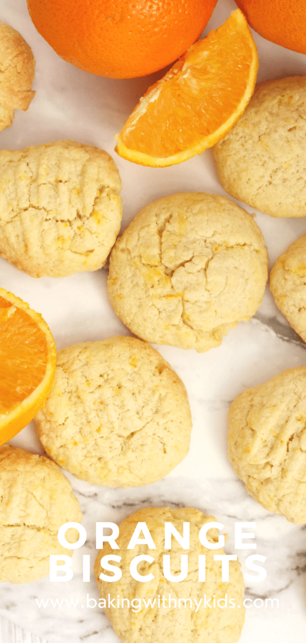 Orange biscuits graphic with a text overlay