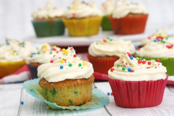 Funfetti cupcakes in colourful cases