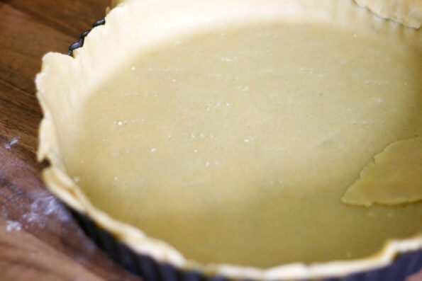 pastry base before being baked.