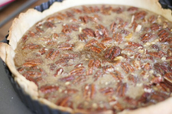pecan pie before it goes in the oven.