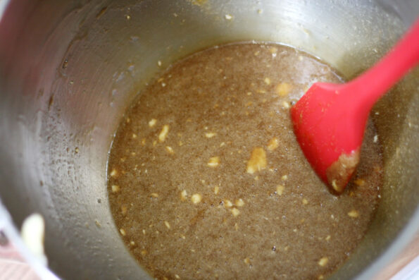 pecan pie filling in a bowl.