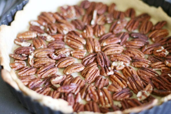 pecans in a pie dish