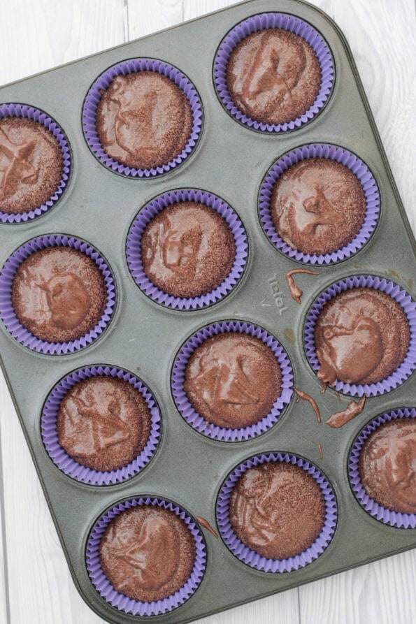 chocolate cupcakes before being baked.