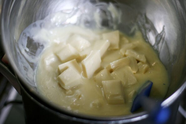 white chocolate in a double boiler