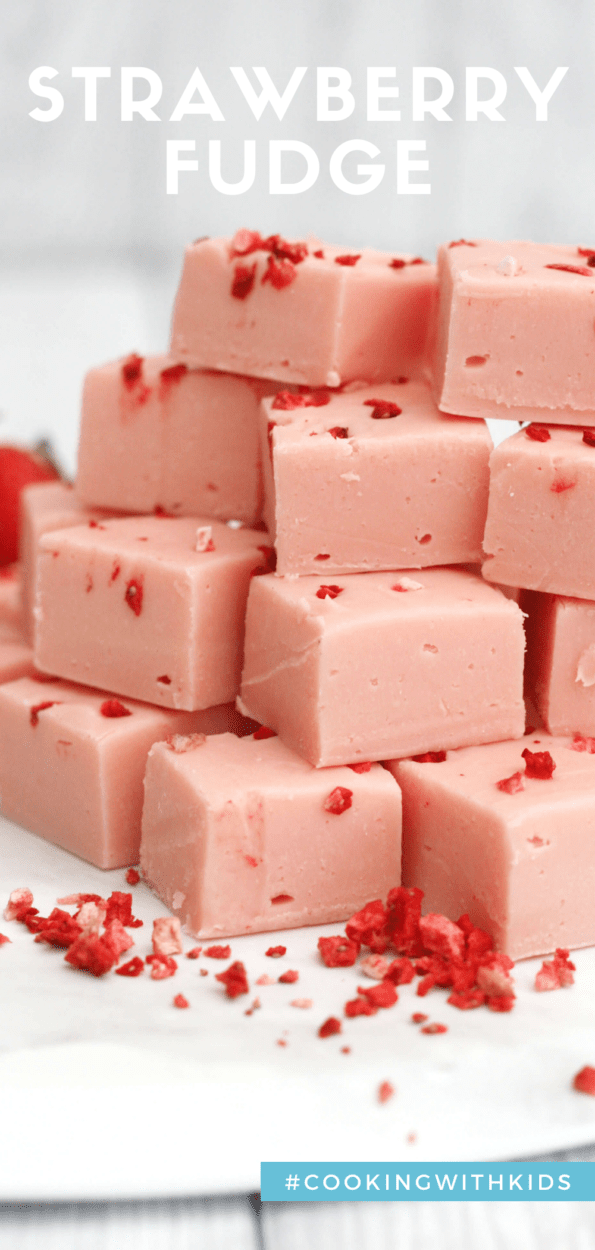 strawberry fudge graphic with a text overlay