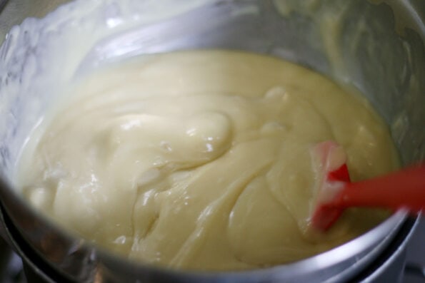 melted white chocolate in a bowl