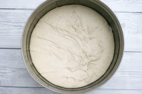 focaccia dough in a bowl