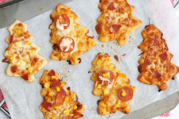 pizzas on a baking tray