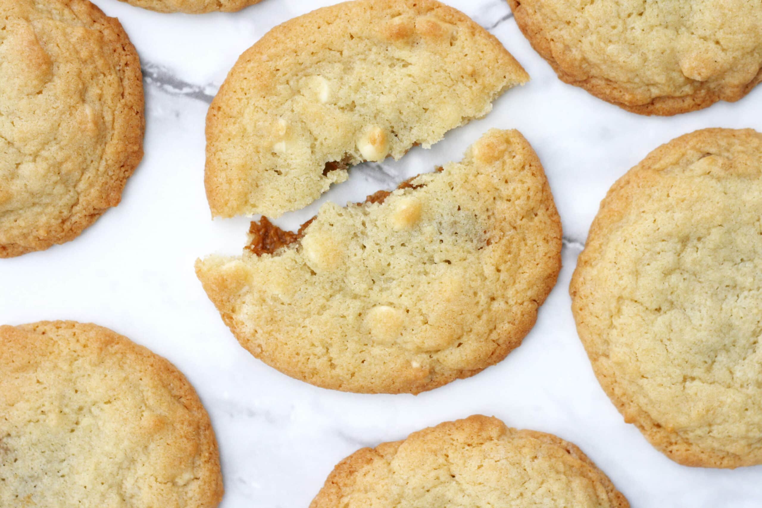 Biscoff stuffed cookes on a serving plate