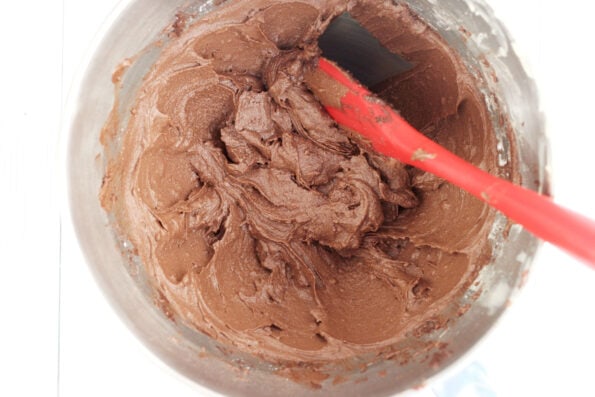 chocolate buttercream in a bowl