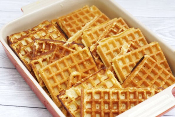 waffles arranged in a dish.