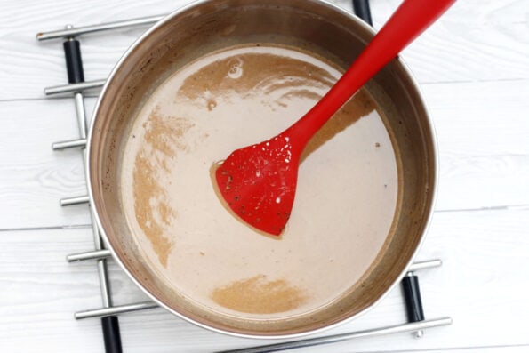 chocolate and butter melted in a bowl.
