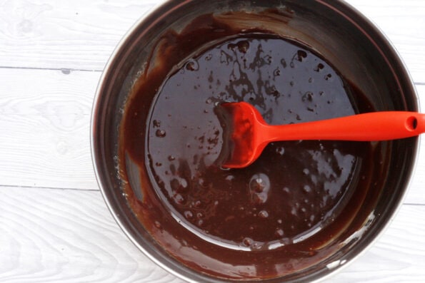 chocolate ganache in a bowl.