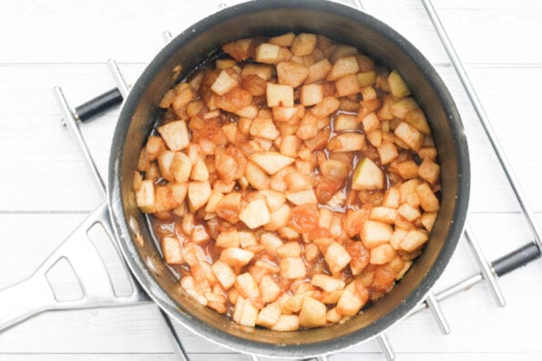 apple cinnamon filling in a sauce pan.