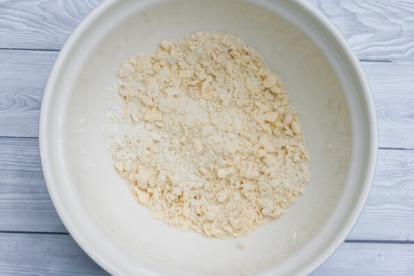 butter and flour rubbed together in a mixing bowl. 