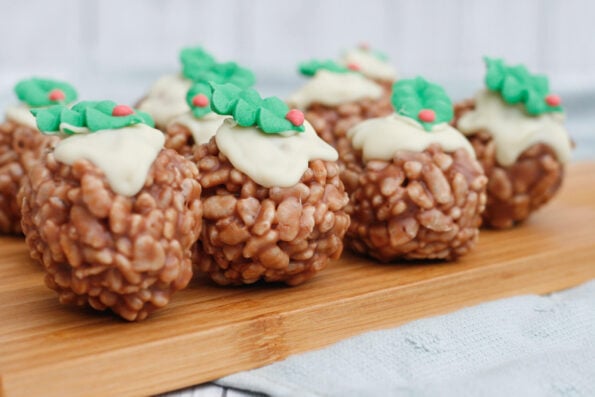 Chocolate Rice Krispie Christmas puddings