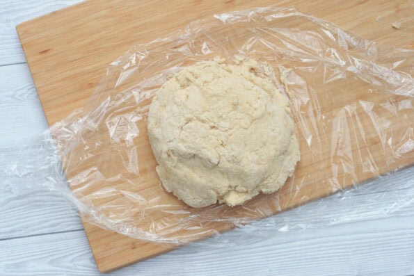 scone/biscuit dough in cling film.