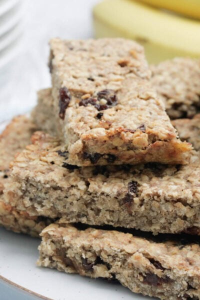 banana flapjacks on a plate.