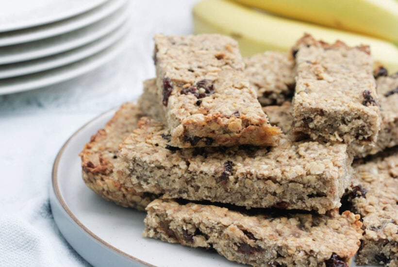 banana flapjacks on a plate.