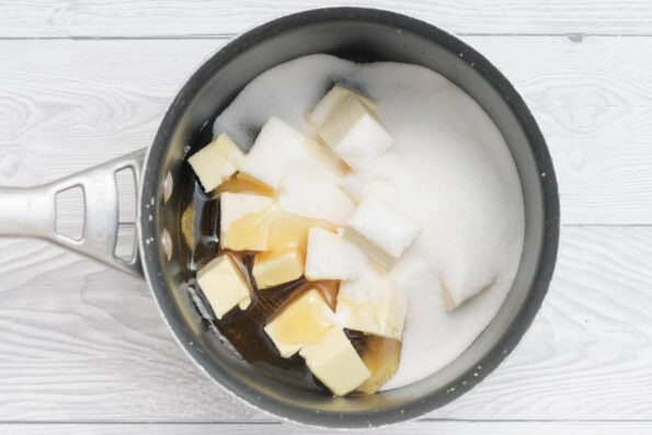 butter, sugar and golden syrup in a sauce pan.