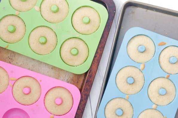 doughnuts baked in silicone baking pans.